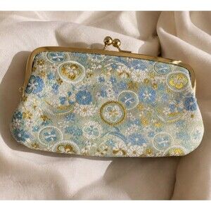 Luxury Vintage Japanese Nishijin Brocade Evening Bag Gold Embroidery Purse 1970